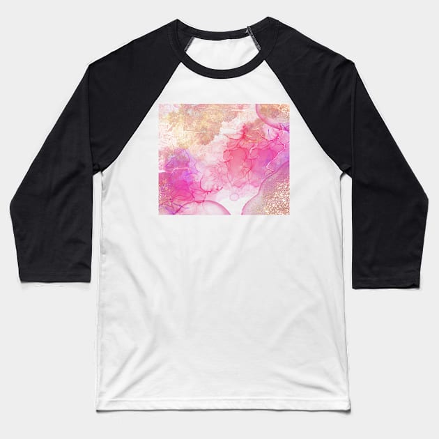 Abstract ink and gold foil Baseball T-Shirt by CreaKat